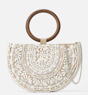 SAC BANDOULIÈRE OVALE NATUREL À VERROTERIES zara