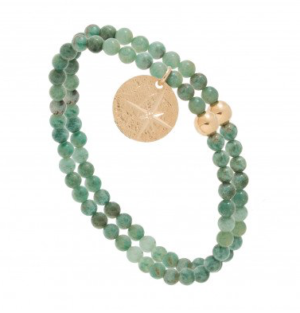 DUO DE BRACELETS ÉTOILE ET PERLES VERT D’EAU (DORÉ), LOVELY DAY