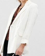 Bershka – Blazer long croisé – Blanc