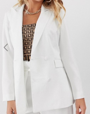 Missguided – Blazer ajusté – Blanc (ensemble)