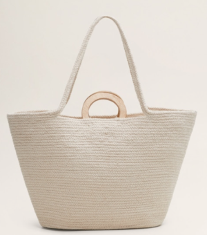 Sac shopper tressé panier de plage mango