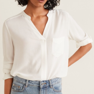 Chemise texturée poches blanche mango