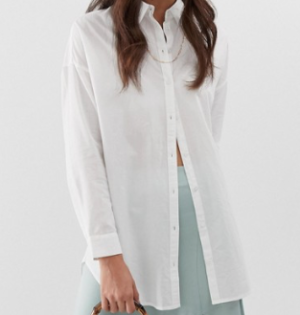 Stradivarius – Chemise surpiquée – Blanc