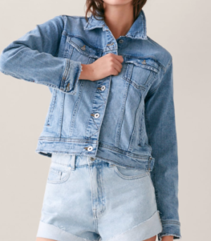 veste jeans bleu moyen délavé zara