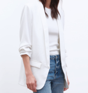 VESTE À MANCHES RETROUSSÉES BLANCHE ZARA