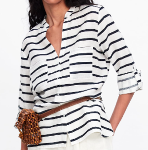 CHEMISE EN LIN À RAYURES ZARA