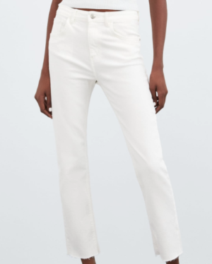 jeans blanc taille haute slim zara