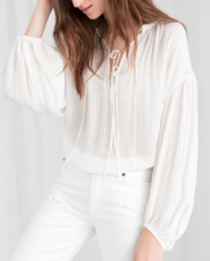 Sheer Stripe Tie Blouse white and other stories