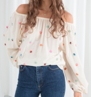 Billowy Embroidered Bardot Blouse and other stories