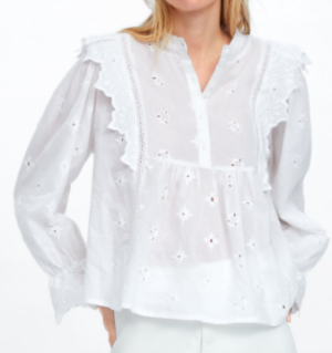 EMBROIDERED FRILLED TOP white zara