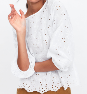 TOP WITH CUTWORK EMBROIDERY zara