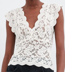 LACE TOP WITH ELASTIC DETAILING zara