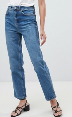 ASOS DESIGN – Farleigh – Jean droit à taille haute – Délavage foncé