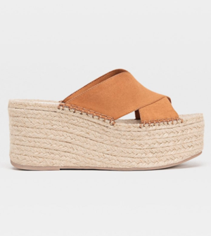 Mules compensées plateforme en jute marron