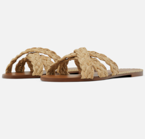 NATURAL RAFFIA FLAT SANDALS zara