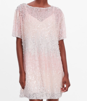 ROBE COURTE A PAILLETES ROSE ZARA