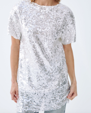 robe courte à paillettes argentée Zara