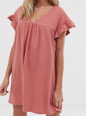 ASOS DESIGN – Robe babydoll courte réversible en coton flammé