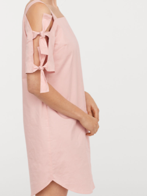 robe épaules dénudées noeud manches rose vieux h&m