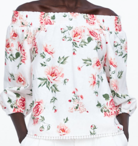 op imprimé floral épaules dénudées ZARA