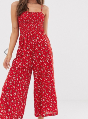 Glamorous – Combinaison caraco smockée à petites fleurs