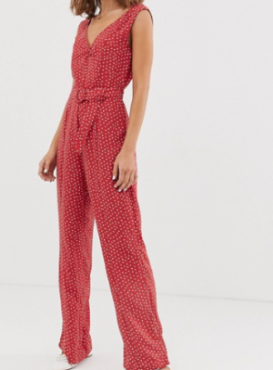 Vero Moda – Combinaison à pois avec ceinture