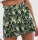 ASOS DESIGN – Short à taille haute froncée imprimé palmiers tropicaux