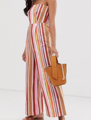 Lost Ink – Combinaison Bardot à rayures en lin