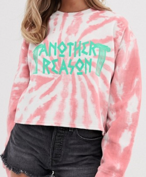 Another Reason – Sweat-shirt court à logo effet tie-dye