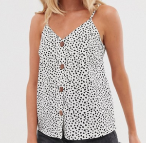 ASOS DESIGN – Caraco boutonné en lin à pois