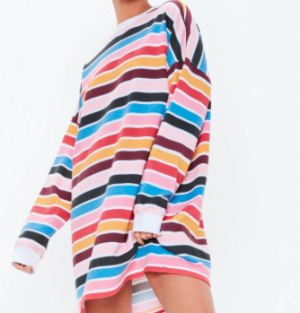 robe-sweat courte rayée multicolore missguided