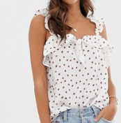 ASOS DESIGN – Caraco à pois et volants