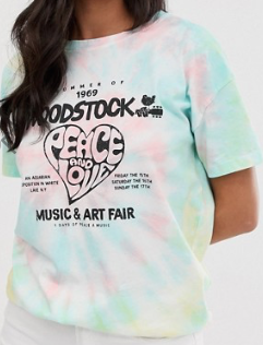 Stradivarius – Woodstock – T-shirt multicolore effet tie-dye