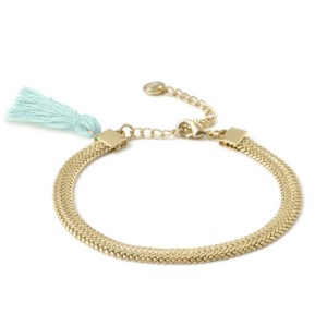 bracelet simple beluga pompon turquoise bdm studio