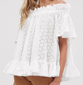 ASOS DESIGN – Top brodé épaules dénudées