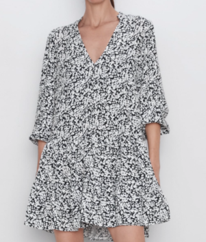 robe imprimé blanc noir zara