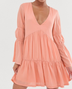 Missguided – Robe babydoll à volants – Rose