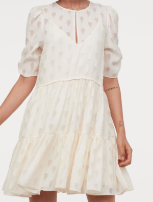 Robe à manches bouffantes et volants blanche H&M