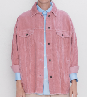 surchemise ne velours cotelé à poches rose ZARA