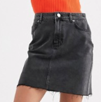 ASOS DESIGN – Jupe à basques en jean – Noir délavé