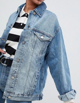 ASOS DESIGN Tall – Veste en jean style girlfriend – Bleu délavé moyen