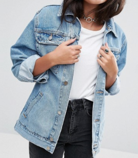 ASOS DESIGN – Veste coupe girlfriend en jean – Bleu délavé