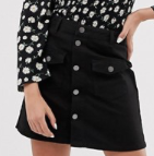 JDY – Mini-jupe avec boutons pression sur le devant – Noir