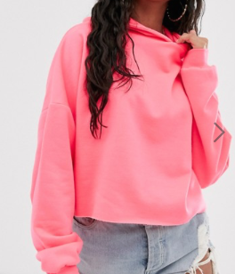 ASOS DESIGN – Hoodie court oversize – Rose fluo