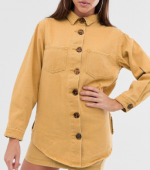 Missguided – Veste chemise en jean (ensemble) – Moutard