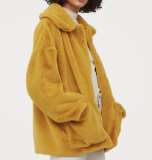 veste jaune fausse fourrure H&M