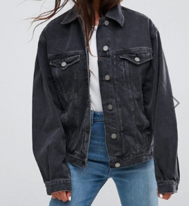 ASOS DESIGN – Veste girlfriend en jean – Noir délavé