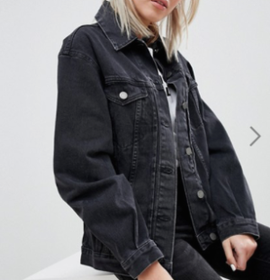 ASOS DESIGN – Veste girlfriend en jean – Noir délavé
