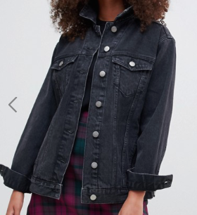 ASOS DESIGN – Veste girlfriend en jean – Noir délavé