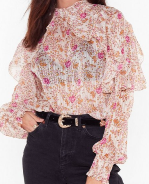 You Plant Stop Us Floral High Neck Blouse NASTY GAL